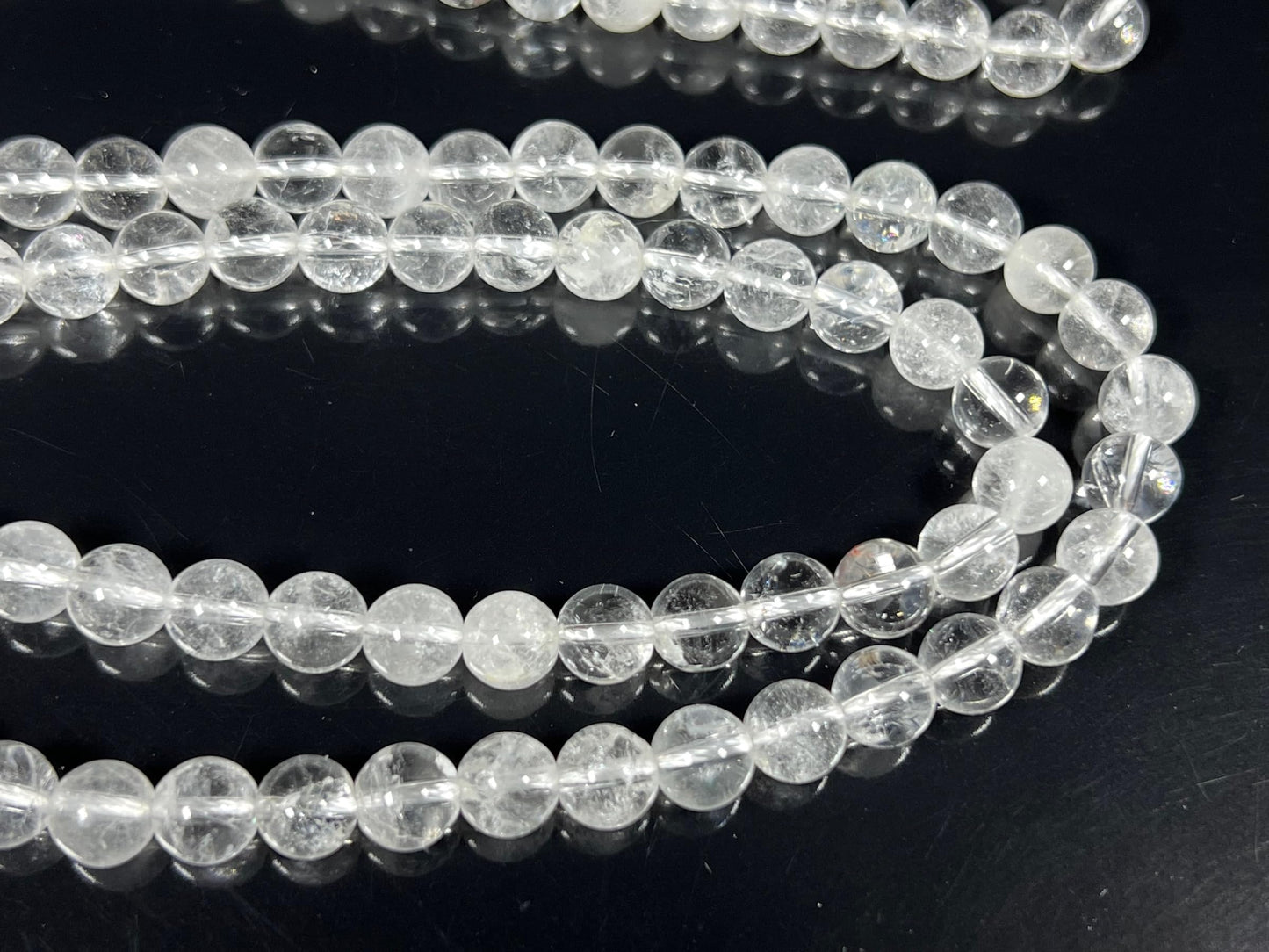 Handmade Nirvana Crystal Quartz Mala Beads Necklace | 8mm 108 Beads | Birthstone for April | Crown Chakra