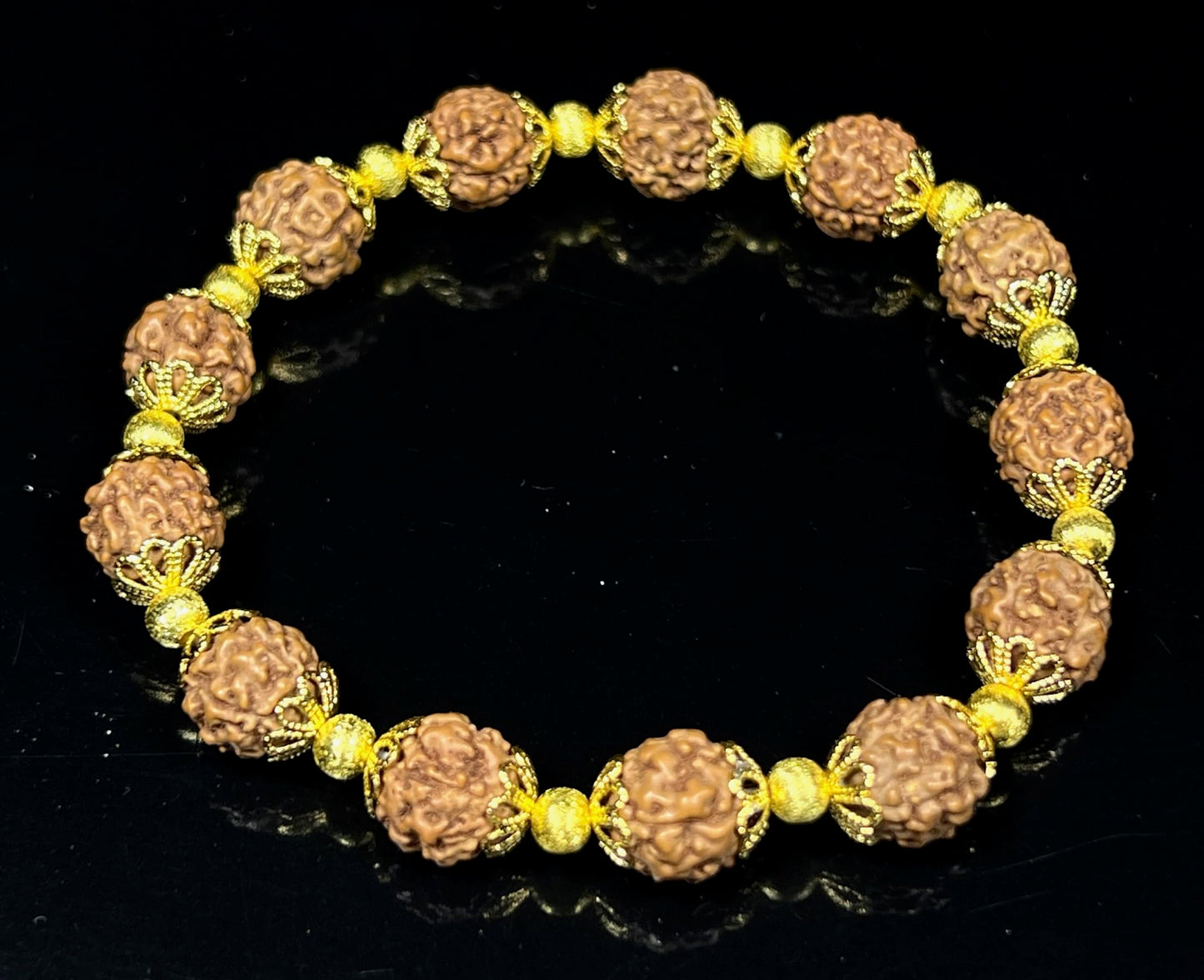AWAKEN YOUR KUNDALINI Gorgeous Rudraksha Rudraksh Stretch Bracelet - Universal Birthstone & Root Chakra Balance