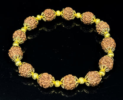 AWAKEN YOUR KUNDALINI Gorgeous Rudraksha Rudraksh Stretch Bracelet - Universal Birthstone & Root Chakra Balance