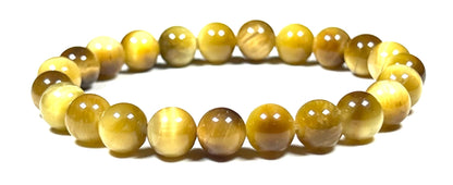 Tiger's Eye Stretch Bracelet – 8mm Beads – Multicolor Options – Solar Plexus Chakra & Zodiac Birthstones – Meditation Jewelry