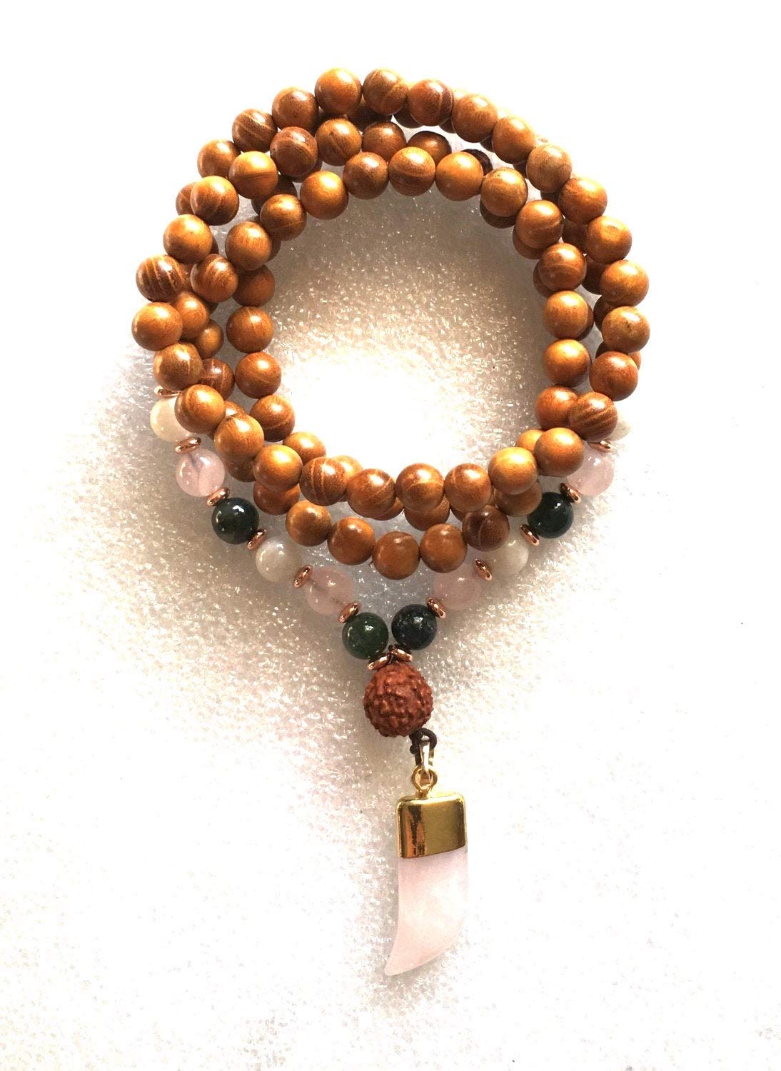7 Chakra Wrap Mala Beads, 108 Wooden Mala Beads, Stretch Wrap Mala, Mala Necklace Without Tassel, Gemstone Wrap Mala