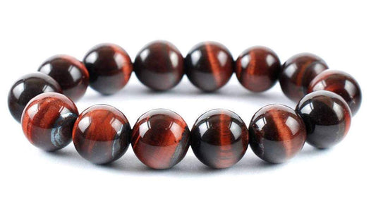 AWAKEN YOUR KUNDALINI Red Tiger's Eye Stretch Bracelet, 10mm Beads, Gemini Birthstone, Root Chakra