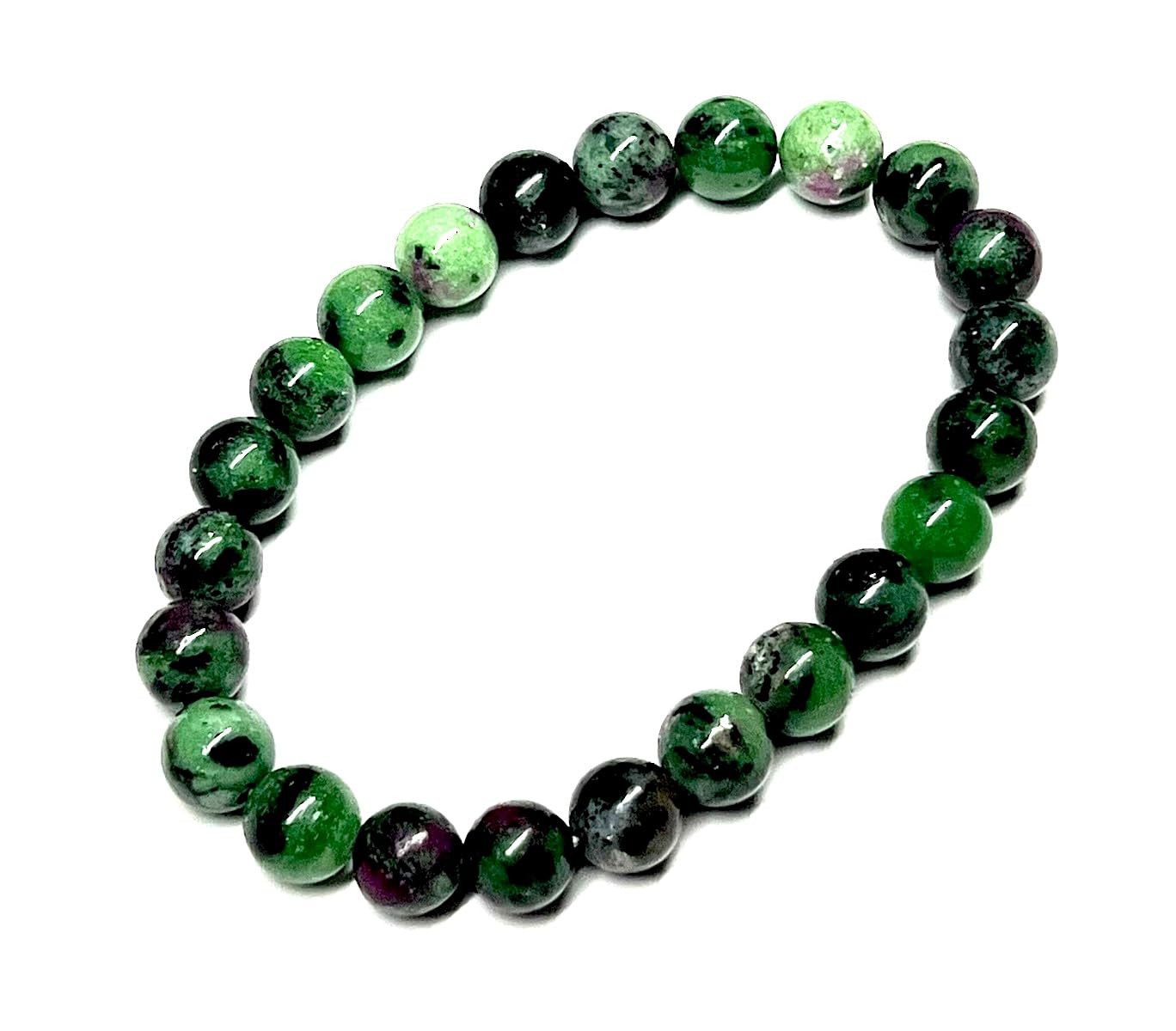 Ruby Zoisite Beaded Stretch Bracelet - 8mm Beads - July Birthstone - Leo Sun Sign - Heart Chakra Alignment & Balancing