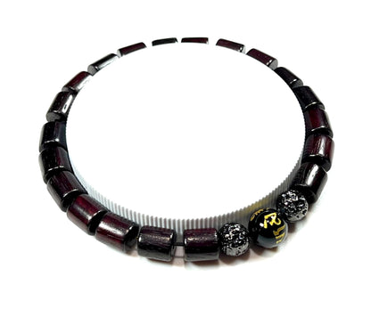Rosewood, Obsidian & Lava Stretch Bracelet | ARANYA Collection