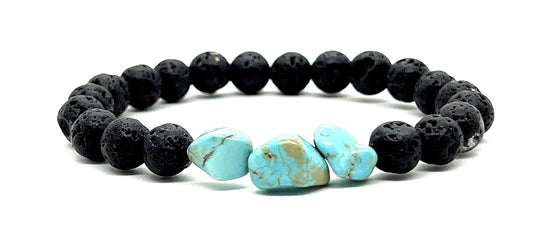 VULCAN Lava Rock & Turquoise Stretch Bracelet | Grounding & Clarity