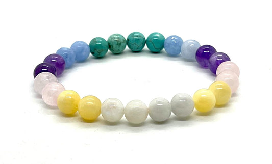 Pisces Birthstone Bracelet - Zodiac Sun Sign Gemstone Beaded Stretch Wristband