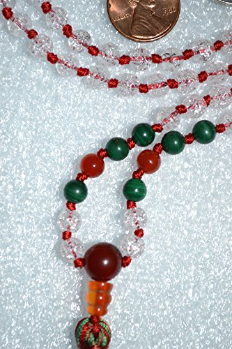 Crystal Quartz, Carnelian & Malachite Mala Necklace | GAIA Collection