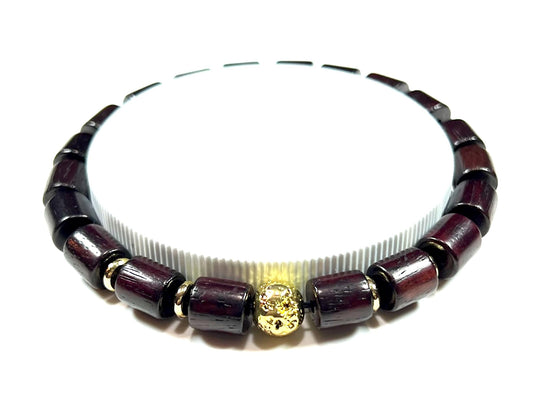 Rosewood & Lava Beaded Stretch Bracelet | ARANYA Collection