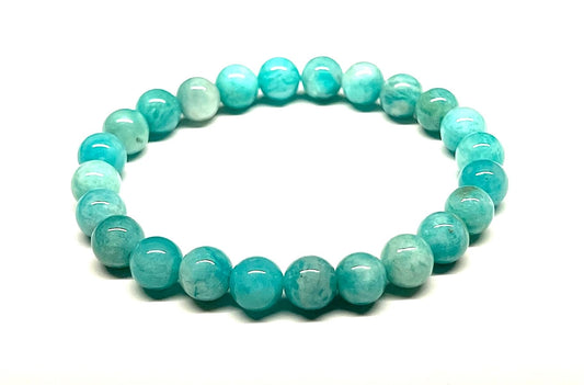 Amazonite Stretch Bracelet - Aquarius, Virgo, Leo Birthstone - AAA Grade - Heart Chakra, Throat Chakra Association
