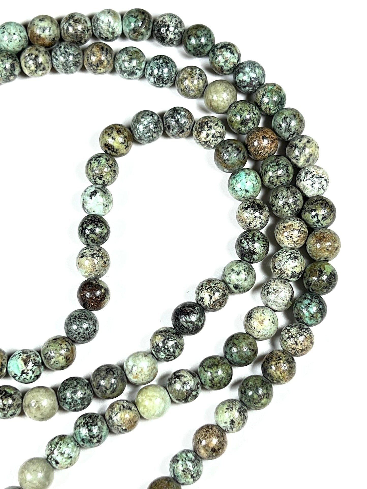 Handmade Natural & Rare African Turquoise Mala Beads Necklace | 8mm 108 Beads | Transformation & Growth Mala | Sagittarius Birthstone & Third Eye Chakra