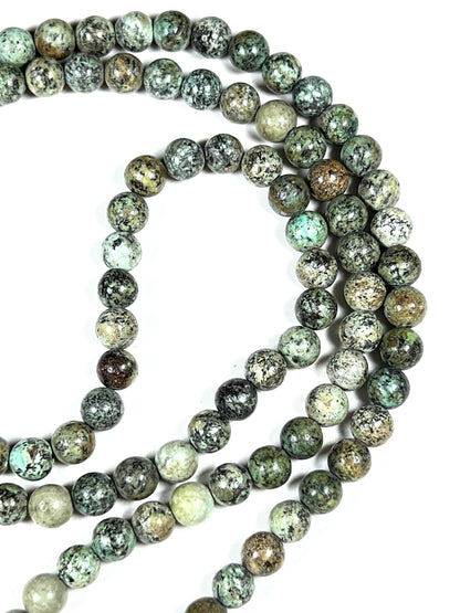 Handmade Natural & Rare African Turquoise Mala Beads Necklace | 8mm 108 Beads | Transformation & Growth Mala | Sagittarius Birthstone & Third Eye Chakra