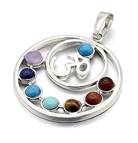 AWAKEN YOUR KUNDALINI 7 Seven Chakra Gemstone Pendant, Zinc Alloy, 1.5" Inch, Zodiac & Chakra Jewelry