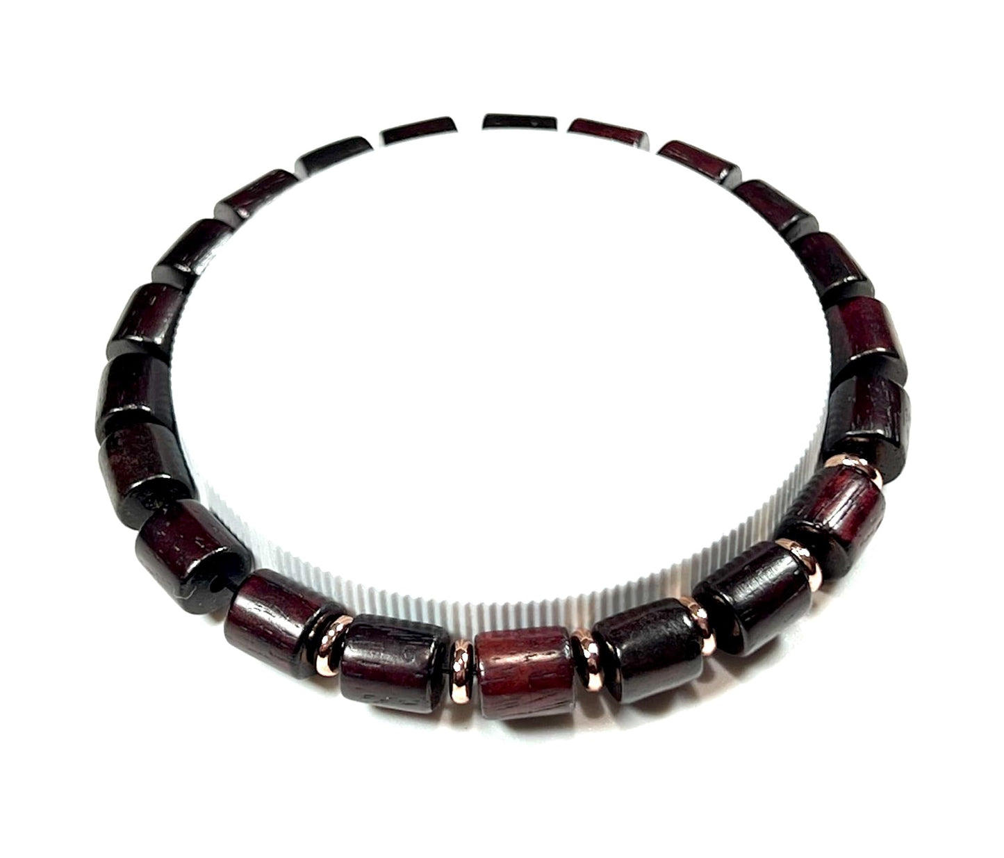 Cylindrical Rosewood Beads Stretch Bracelet | ARANYA Collection
