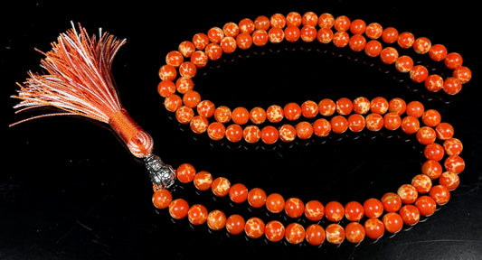 Sea Sediment Jasper Mala Beads Necklace