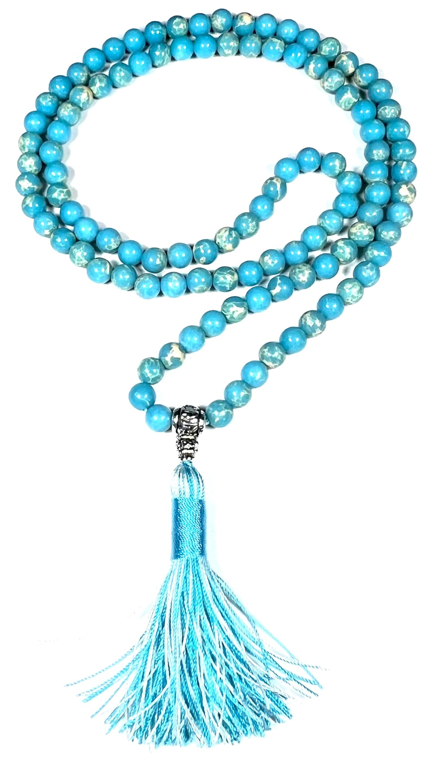 Sea Sediment Jasper Mala Beads Necklace