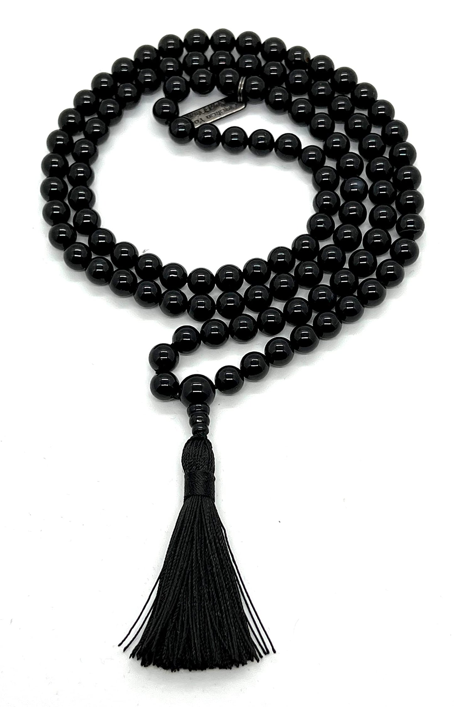 Awaken Your Kundalini Crystals Mala Beads Necklace Reiki healing stones Blessed & Energized Handmade 108 Buddhist Prayer Beads - Comes w/Velvet Pouch (Black Tourmaline, 6 mm)