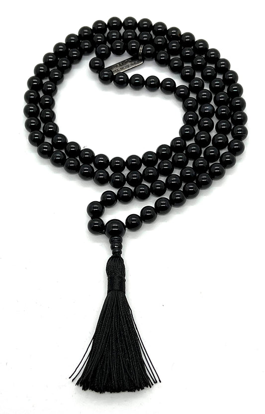 Awaken Your Kundalini Crystals Mala Beads Necklace Reiki healing stones Blessed & Energized Handmade 108 Buddhist Prayer Beads - Comes w/Velvet Pouch (Black Tourmaline, 6 mm)