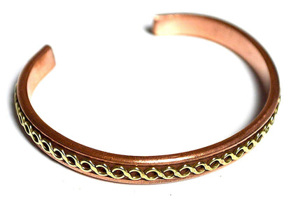 AWAKEN YOUR KUNDALINI Pure Copper Astadhatu Cuff Bracelet - w/Brass Wire Design - Root Chakra Jewelry