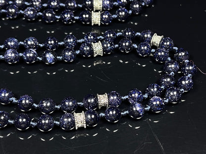 Blue Goldstone Mala Beads Necklace | Throat Chakra | TARA Collection