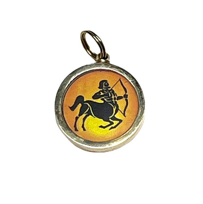 Zodiac Constellation Pendant Necklace - Sun Sign Amulet - Rashi Yantra Pendant - 1 Inch Brass Pendant with Zodiac Yantra