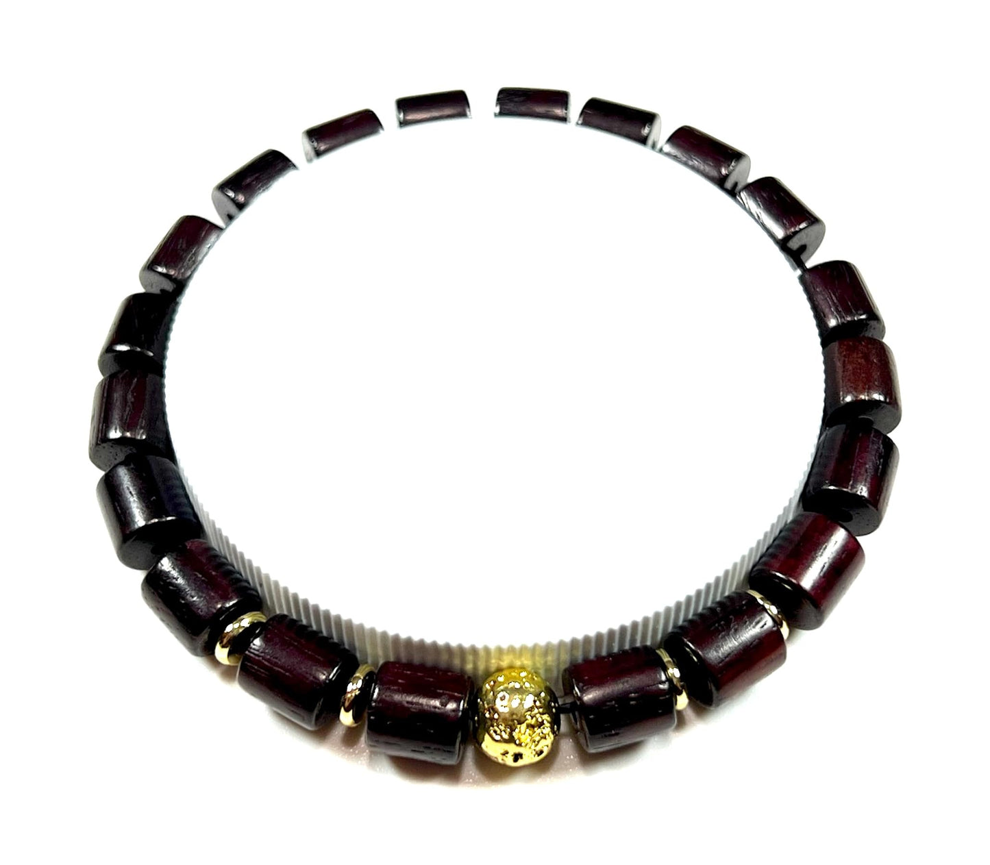 Rosewood & Lava Beaded Stretch Bracelet | ARANYA Collection