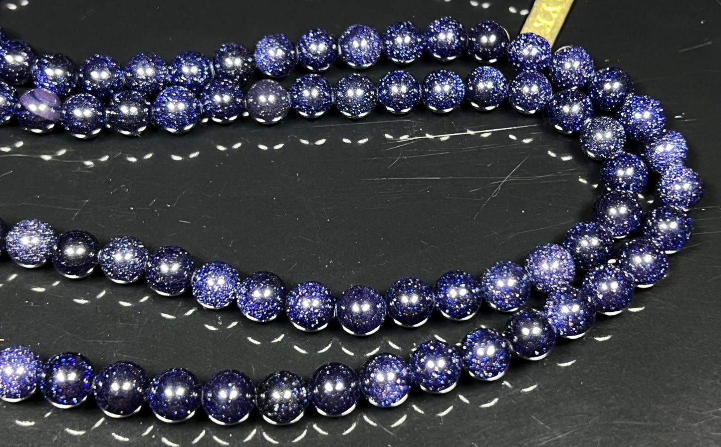 Blue Goldstone Mala Necklace | 108 Beads for Throat Chakra | TARA Collection