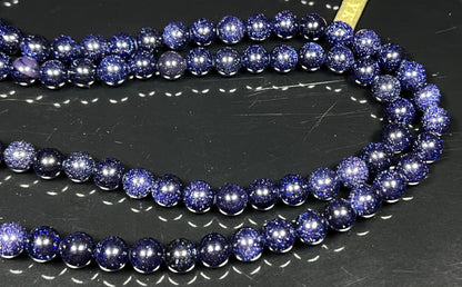 Blue Goldstone Mala Necklace | 108 Beads for Throat Chakra | TARA Collection