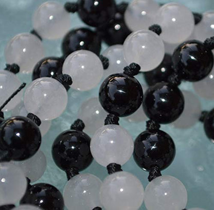 Tourmaline & Moonstone Mala Necklace | Hand-Knotted | VESTA & SHASHI Collections