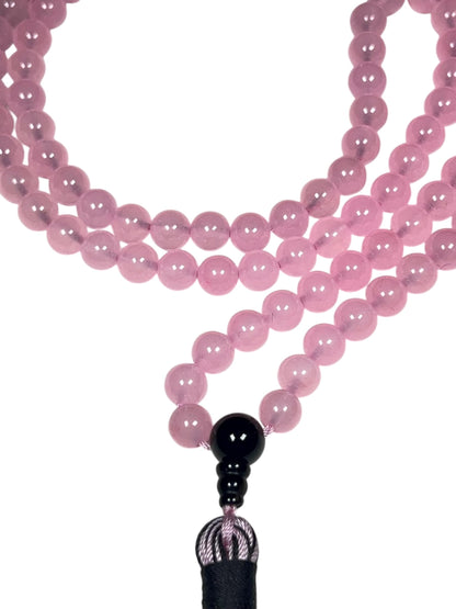 Handmade Agate Mala Beads Necklace with Black Onyx Guru Bead – 108 Beads – 8mm – Multicolor Options – Chakra Balancing & Zodiac Birthstone – Meditation Jewelry