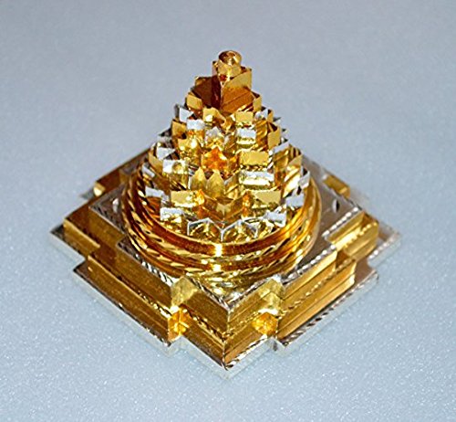 AWAKEN YOUR KUNDALINI Sri Yantra, Meru Yantra, Sri Chakra in Brass Size 2" Inch - Spiritual Powers, Vaastu Dosh, Prosperity - 3D