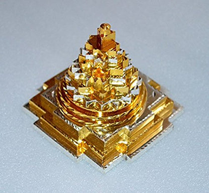 AWAKEN YOUR KUNDALINI Sri Yantra, Meru Yantra, Sri Chakra in Brass Size 2" Inch - Spiritual Powers, Vaastu Dosh, Prosperity - 3D