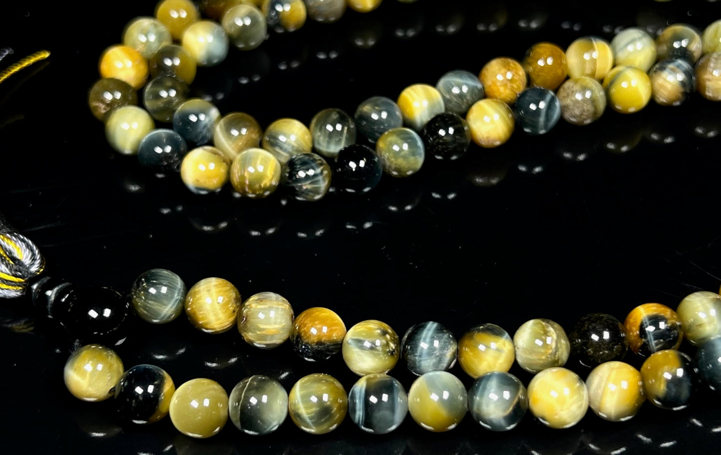 Handmade Tiger's Eye Mala Beads Necklace – 8mm 108 Beads – Multicolor Options – Solar Plexus Chakra & Zodiac Birthstones – Meditation Jewelry