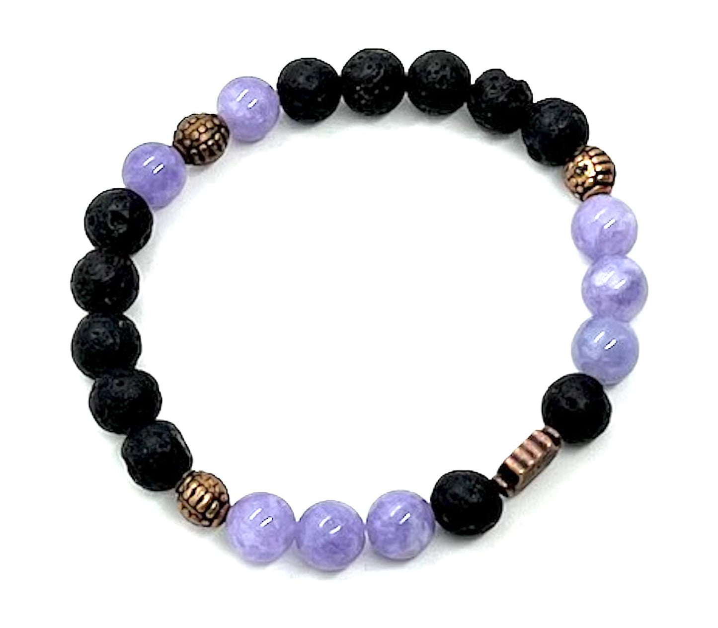 VULCAN Lava Rock & Blue Aventurine Bracelet | Handmade Stretch Design