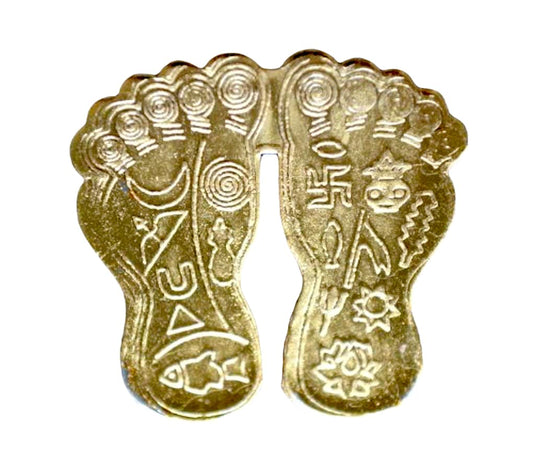 Sri Laxmi Lakshmi Charan Paduka (Laxmi's Feet) Handcrafted Lucky Charm Amulet Yantra - Immense Wealth Prosperity - Size 1-1.5" Inches