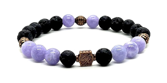 VULCAN Lava Rock & Blue Aventurine Bracelet | Handmade Stretch Design