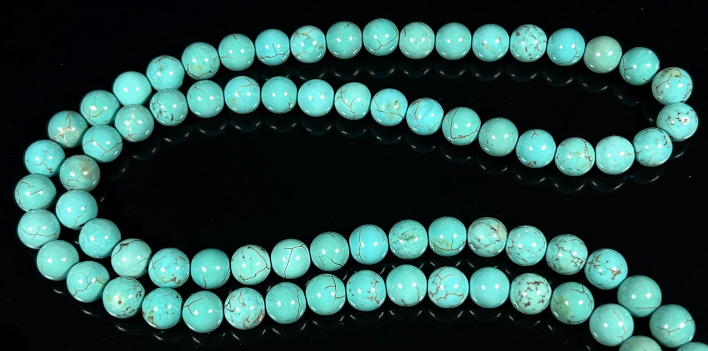 Handmade Natural Blue Turquoise Mala Beads Necklace | 8mm | 108 Beads | Wisdom & Tranquility Mala | Sagittarius Birthstone & Throat Chakra