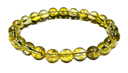 Citrine Stretch Bracelet, AAA Grade 8mm Beads, Wrist Size 7.5 Inches, Solar Plexus Chakra, Aries & Libra Birthstone Bracelet