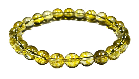 Citrine Stretch Bracelet, AAA Grade 8mm Beads, Wrist Size 7.5 Inches, Solar Plexus Chakra, Aries & Libra Birthstone Bracelet