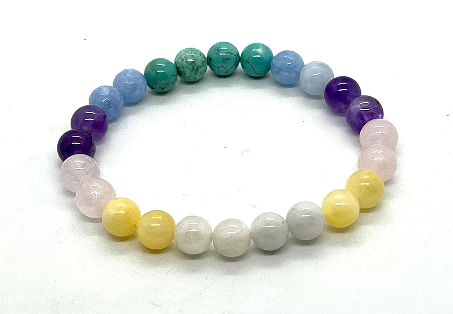 Pisces Birthstone Bracelet - Zodiac Sun Sign Gemstone Beaded Stretch Wristband
