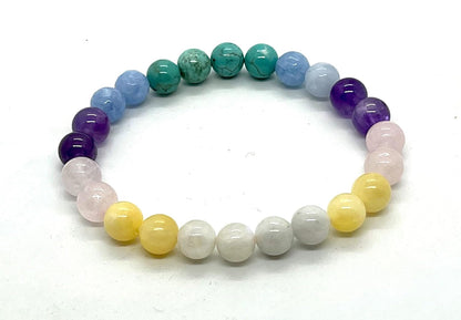 Pisces Birthstone Bracelet - Zodiac Sun Sign Gemstone Beaded Stretch Wristband