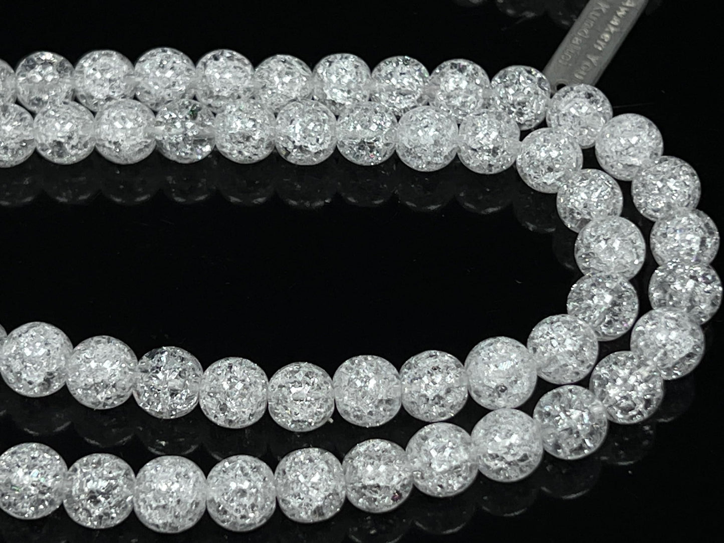 Handmade Crackle Crystal Quartz Mala Necklace – 6mm & 8mm | 108 Beads | Crown Chakra & April Birthstone | Ethically Sourced