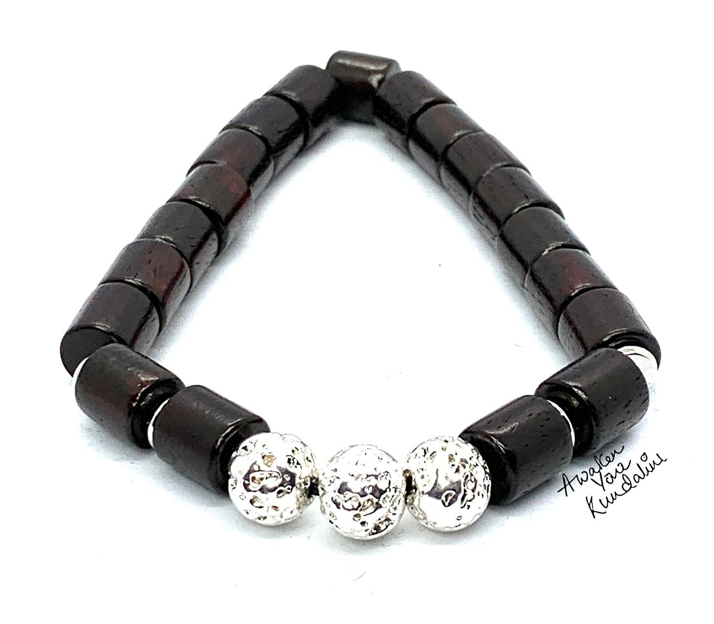 Rosewood & Lava Bracelet | Silver-Coated lava | VULCAN & ARANYA Collection