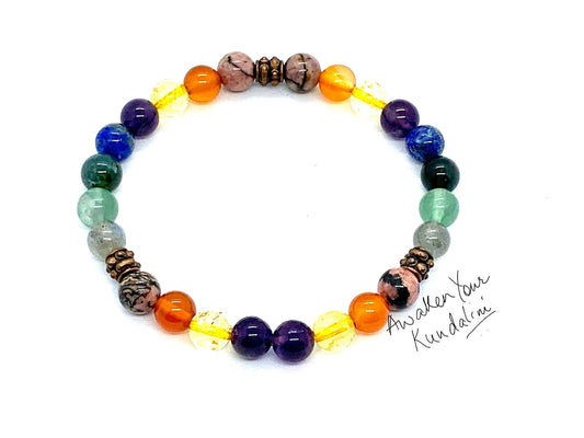 Harmony and Positivity Bracelet - Amethyst, Citrine, Moss Agate, Lapis Lazuli Bracelet (Calming 8mm Beads)