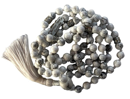 Certified Hand-Knotted Howlite Mala Beads Necklace | Gemini Birthstone | Crown Chakra