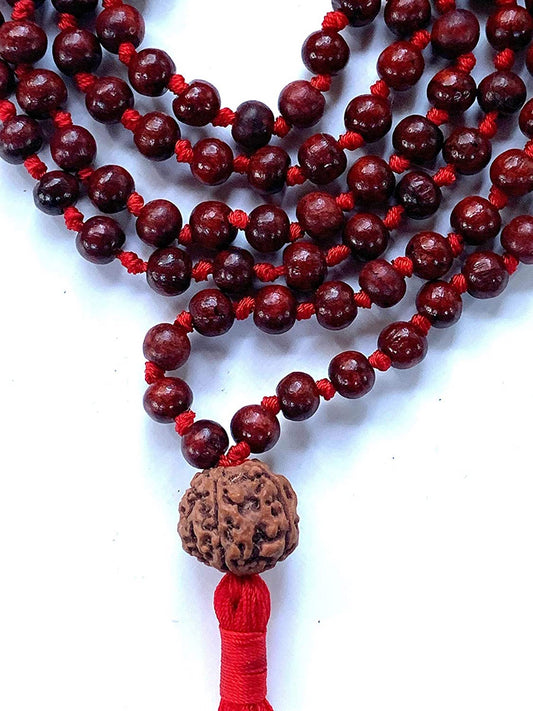 Rosewood Mala with 5 Mukhi Rudraksha | ARANYA Collection