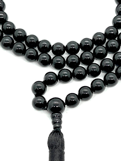 AWAKEN YOUR KUNDALINI Black Tourmaline Mala Necklace - Protection & Inner Peace - Scorpio Birthstone & Root Chakra