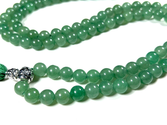 AERIS Green Aventurine Mala Necklace | Creativity, Optimism & Emotional Balance | Heart Chakra Healing | April Birthstone for Taurus & Virgo | Handmade in USA