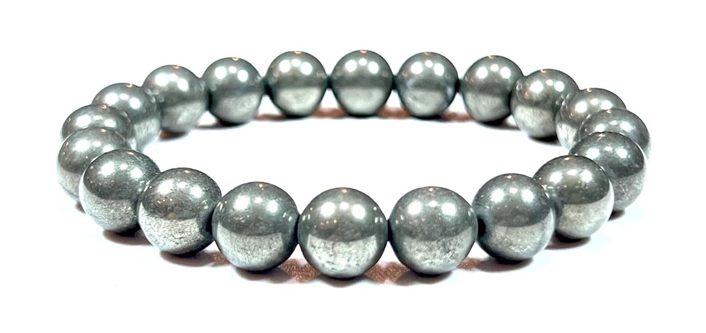 Ignite Your Willpower: Handmade Pyrite Stretch Bracelet (10mm Beads) - Aries Birthstone & Solar Plexus Chakra Power