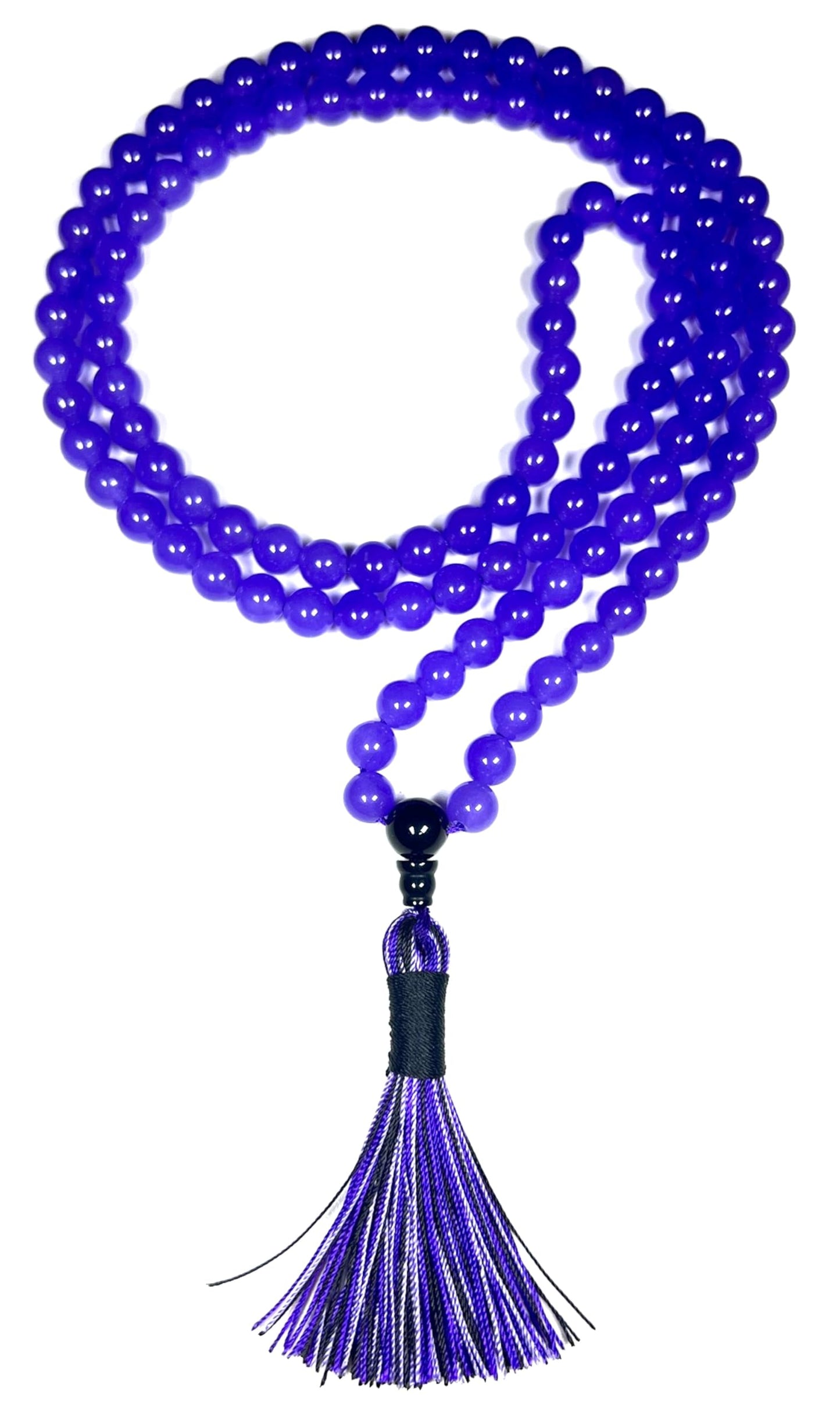 Handmade Agate Mala Beads Necklace with Black Onyx Guru Bead – 108 Beads – 8mm – Multicolor Options – Chakra Balancing & Zodiac Birthstone – Meditation Jewelry