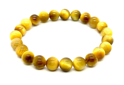 Tiger's Eye Stretch Bracelet – 8mm Beads – Multicolor Options – Solar Plexus Chakra & Zodiac Birthstones – Wrist Sizes 6-9 Inches
